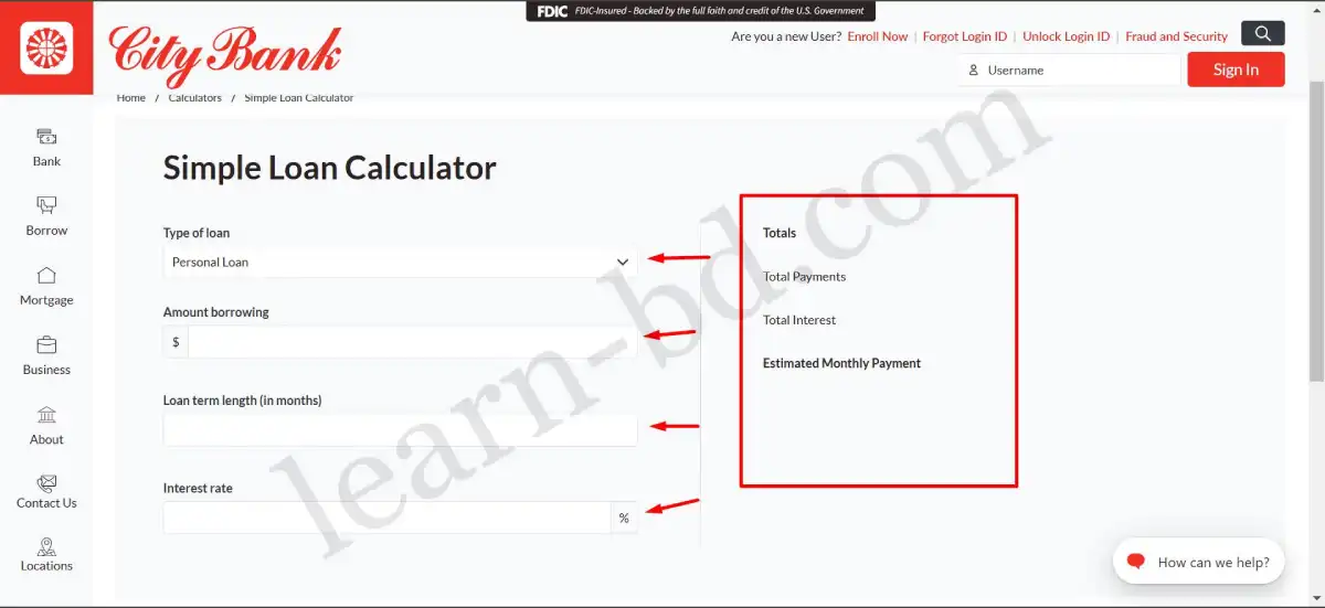 সিটি ব্যাংক লোন ক্যালকুলেটর