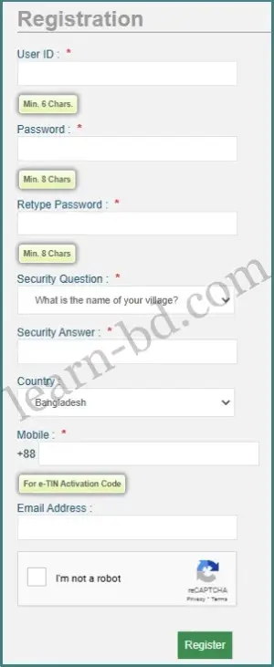 টিন সার্টিফিকেট রেজিস্ট্রেশন 