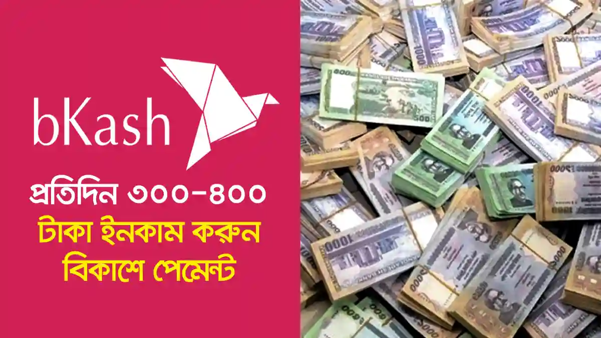 প্রতিদিন ৩০০ ৪০০ টাকা ইনকাম করুন বিকাশে পেমেন্ট